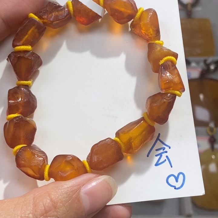 定制琥珀未镶嵌安*琥珀蜜蜡吊坠项链