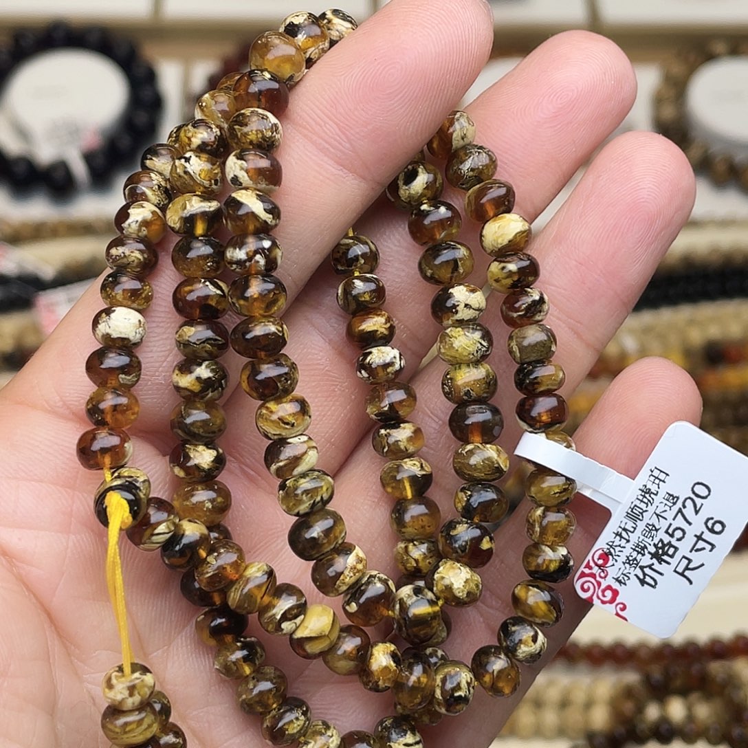 婳***仔裸石琥珀未镶嵌六90410