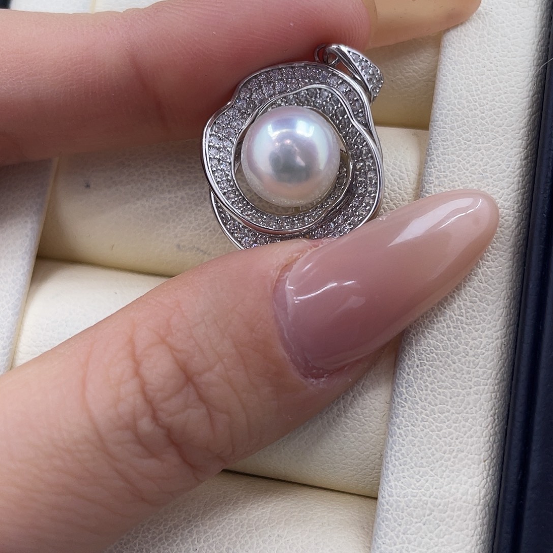 海水珍珠银S925镶嵌颈饰