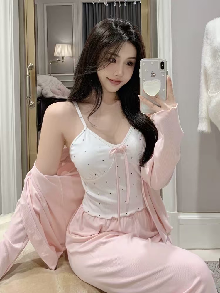 【甜茶啵啵】海岛双面宝宝绒纯欲风显白冬保暖家居服冬蕾丝边开衫