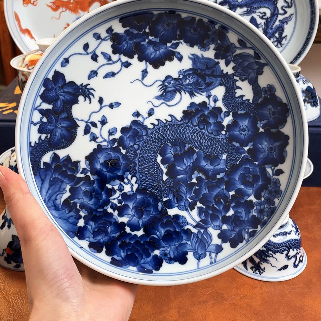 杯小卿亭龙穿牡丹壶承