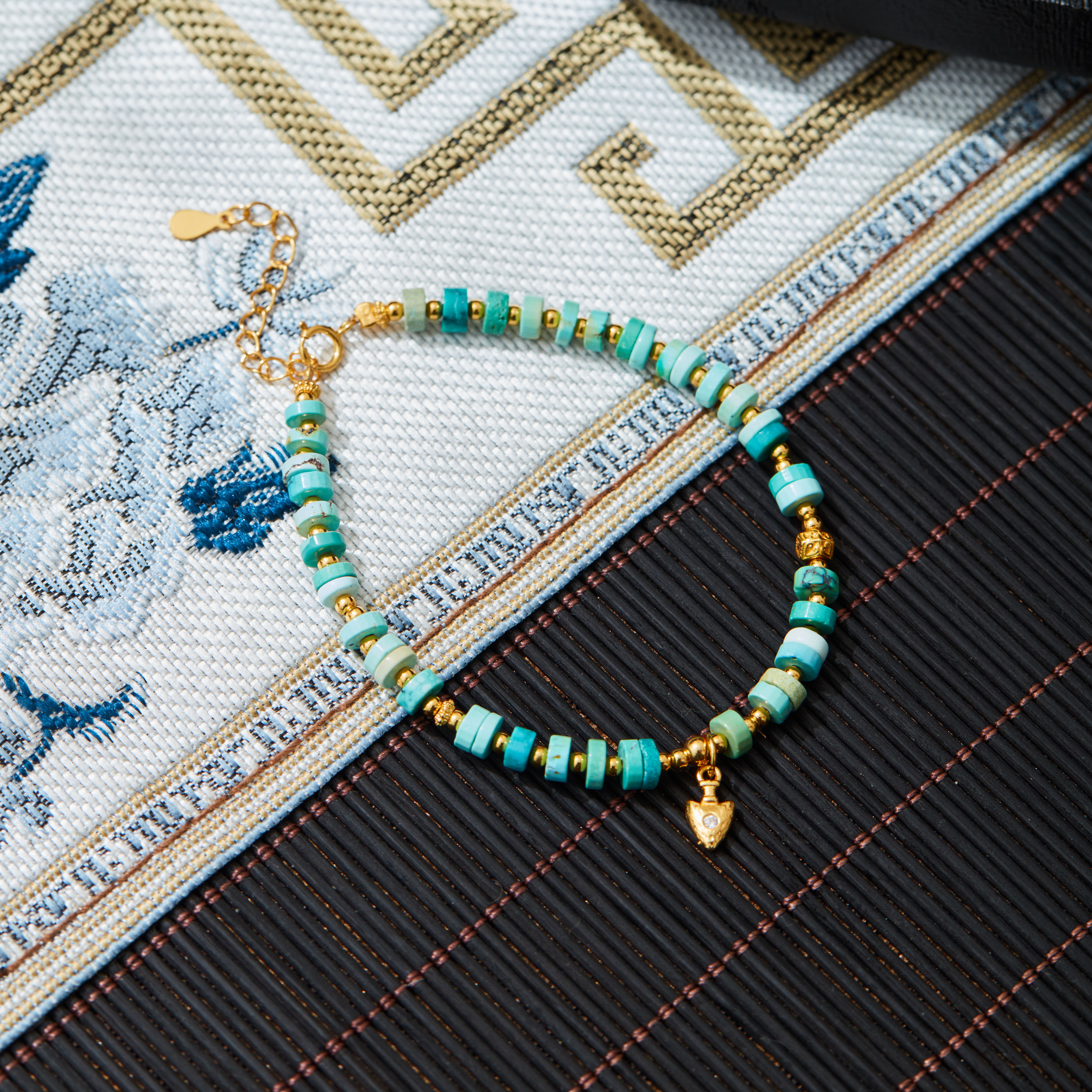 【云上雅岚】苍蓝丨 C33873-S925绿松手链-4.5x2mm-多样性发一件