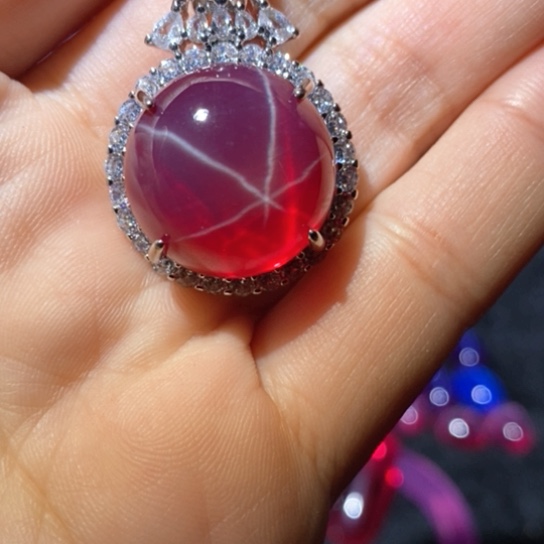 红宝石戒指银S925镶嵌