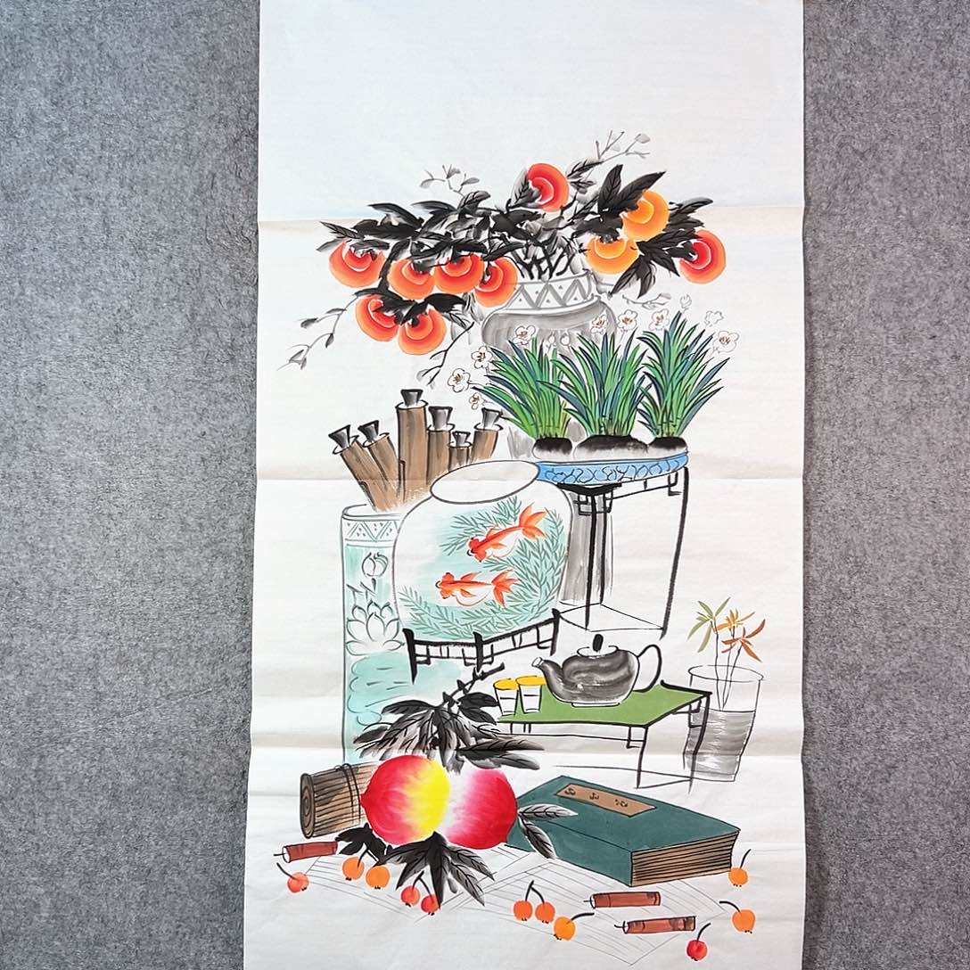 国画110 牡丹花盛开时节的