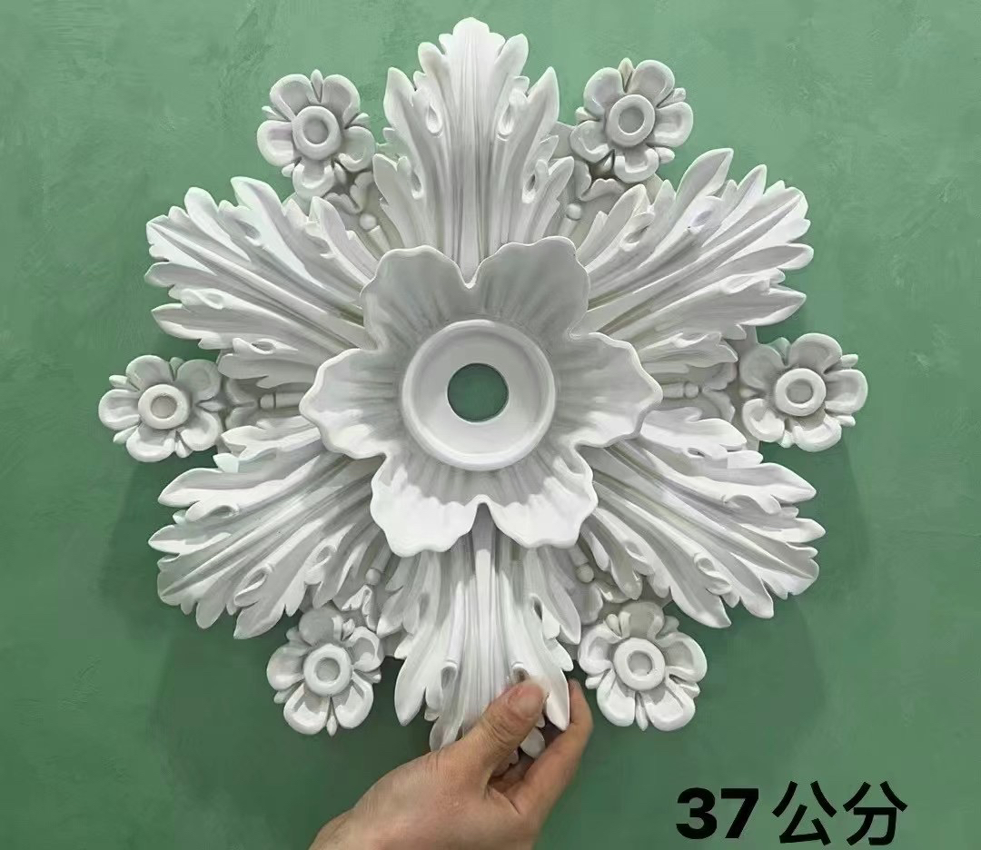 圆形雕花PU贴花欧式镂空客厅餐厅背景墙天花板墙面装饰浮雕饰花