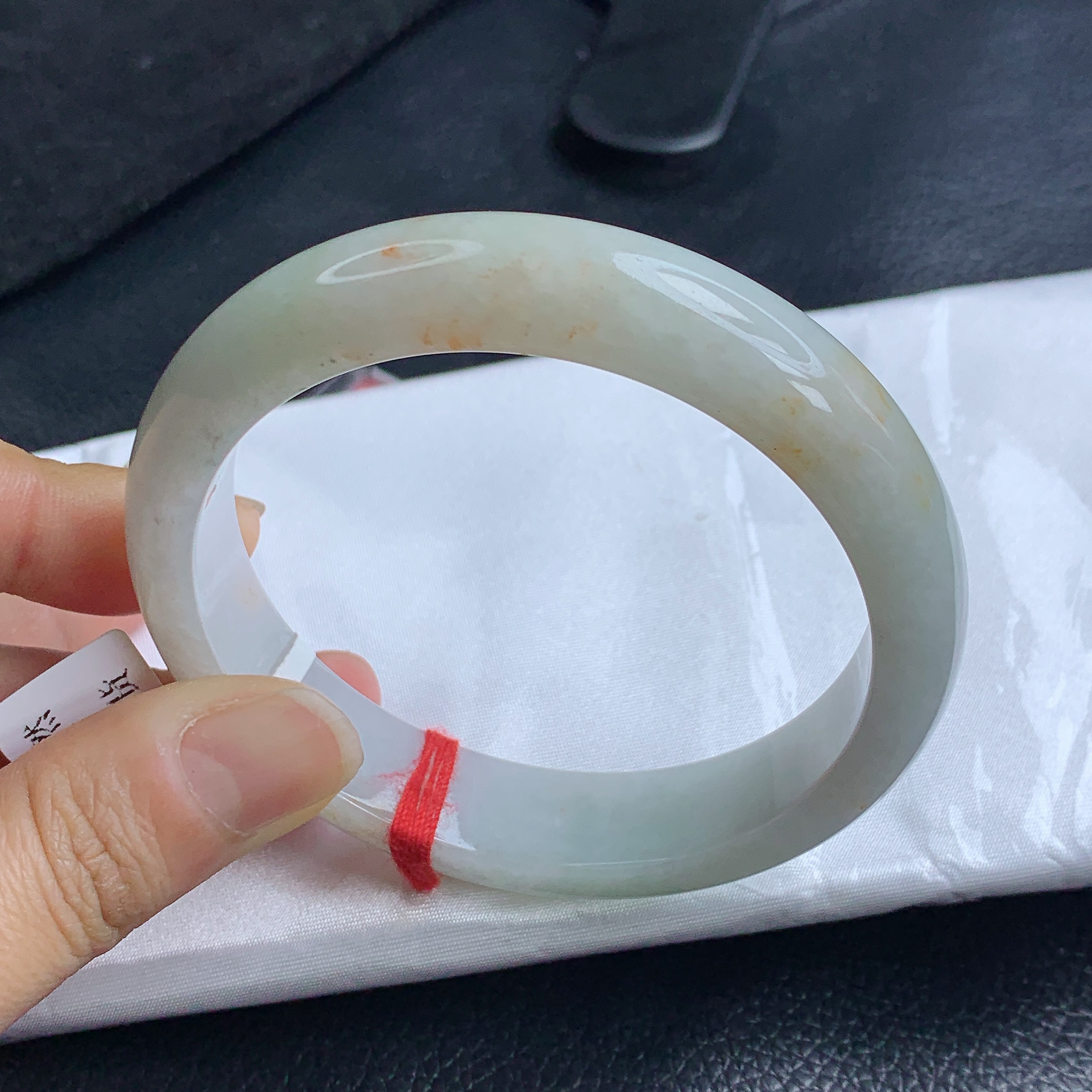 内径59mm缅甸天然翡翠A货飘黄翡正圈手镯时尚百搭女款玉镯无裂纹