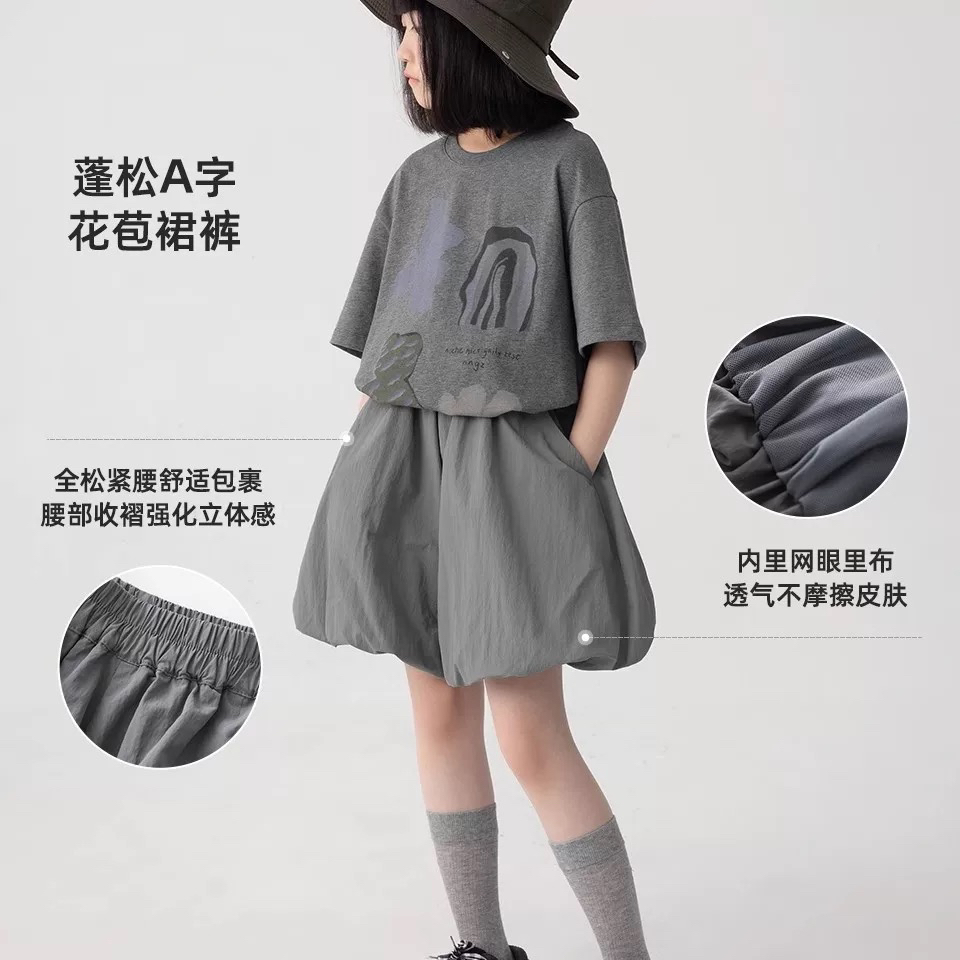 亲子款女童小清新甜美卡通小花印花夏季圆领短袖T恤120-170