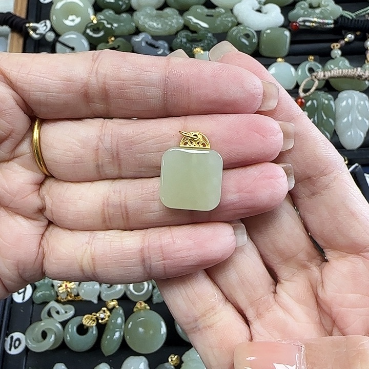 和田玉银S925镶嵌吊坠(不含链)