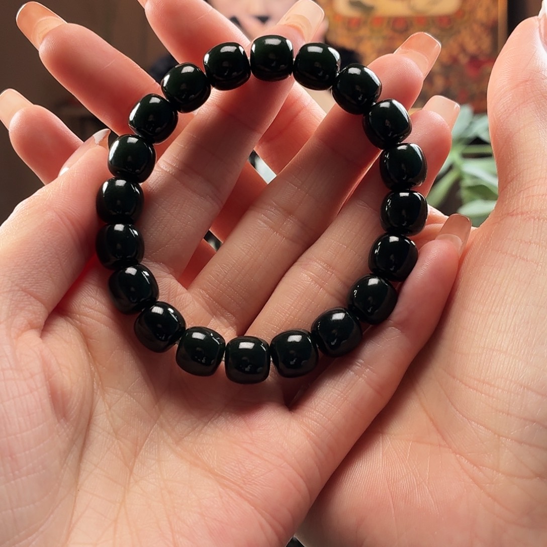 和田玉未镶嵌手串塔青9.10老型