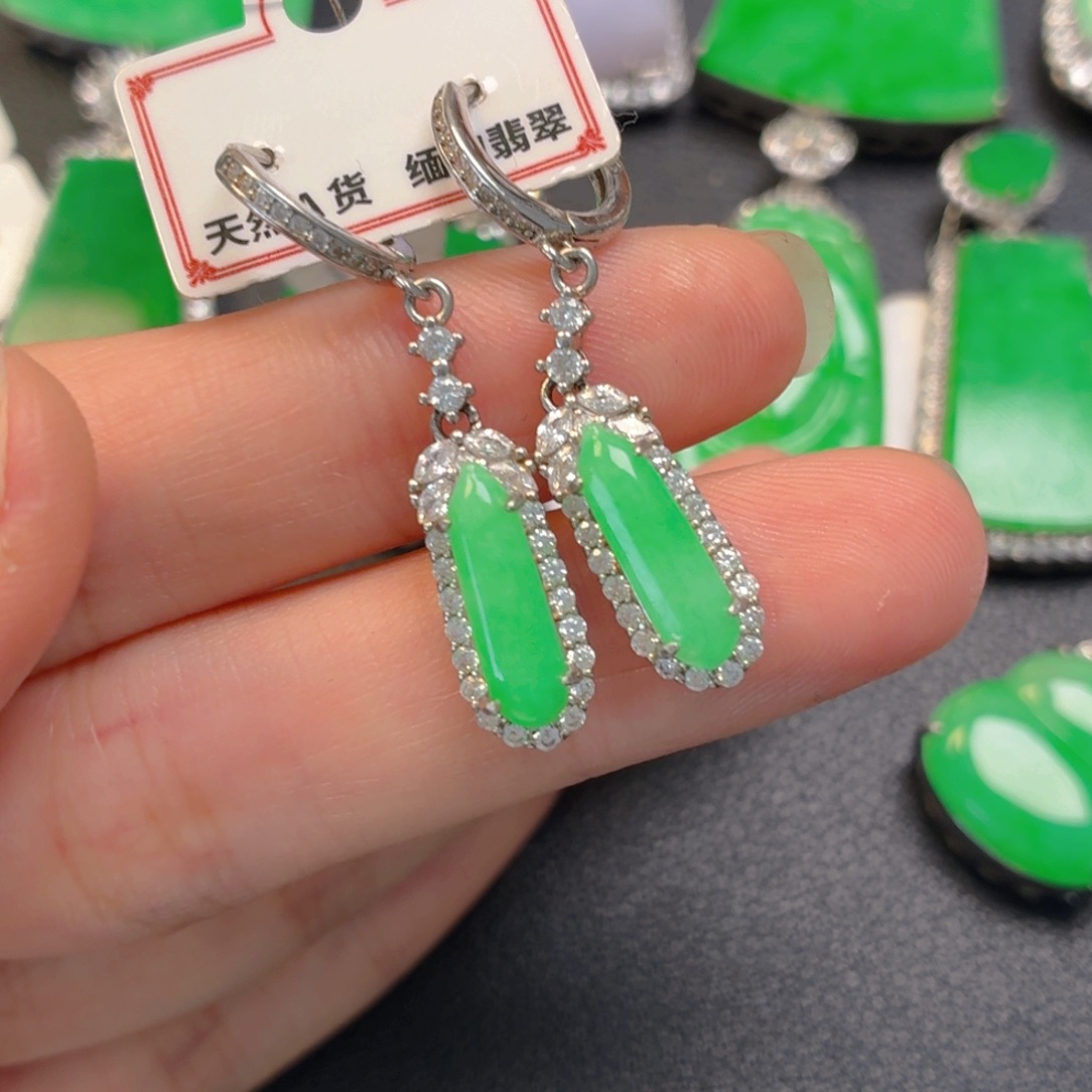翡翠银S925镶嵌吊坠(不含链)耳坠