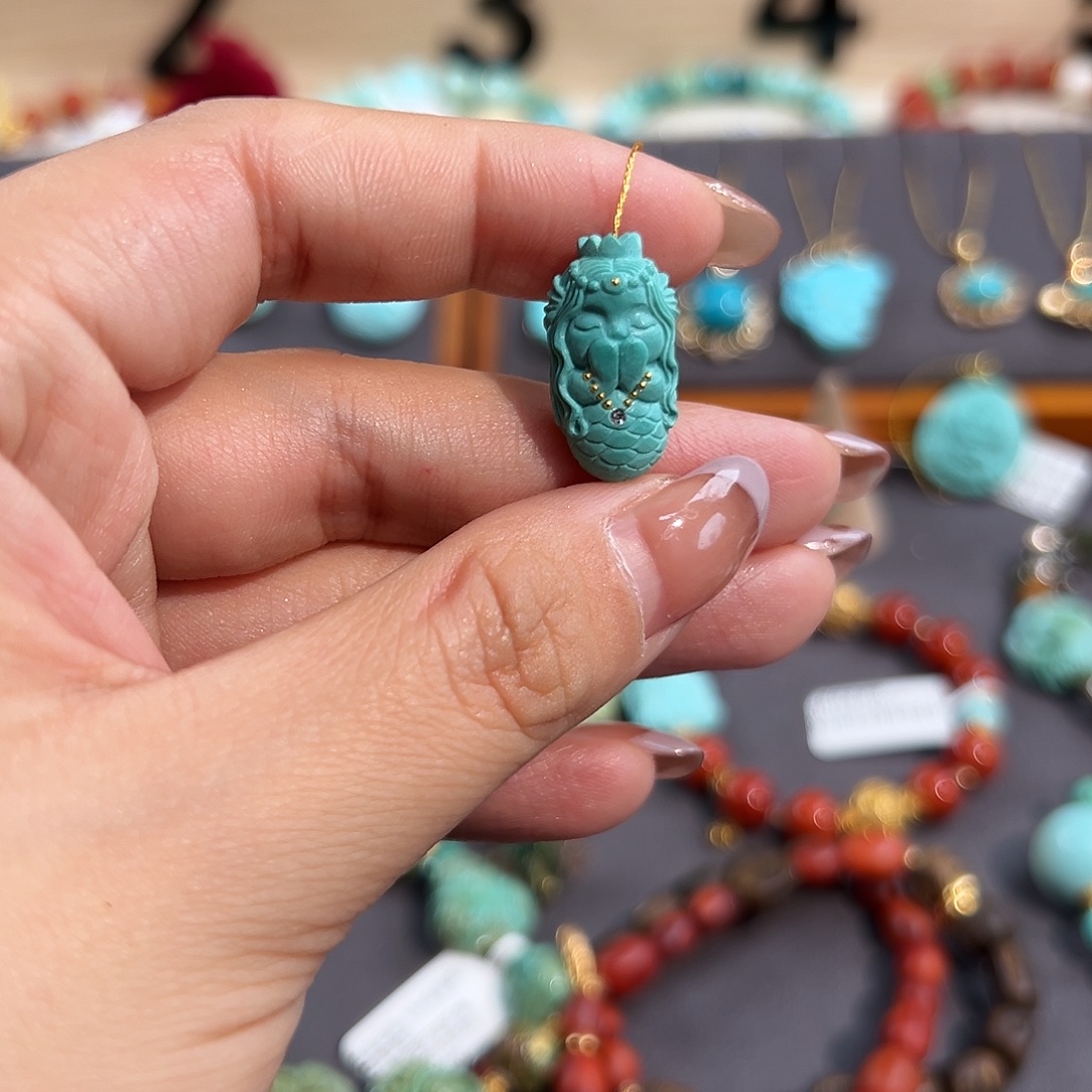 绿松石未镶嵌把件美人鱼配饰