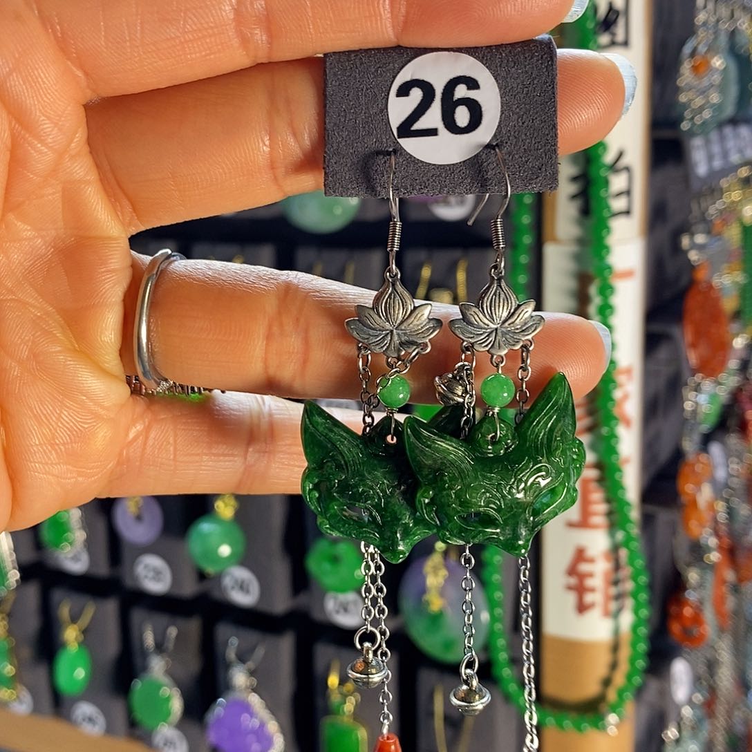 银S925镶嵌翡翠耳饰26