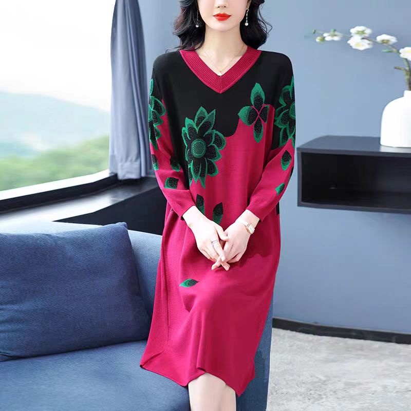 高端品牌冰丝连衣裙女休闲2025春夏新款高端针织打底衫001款