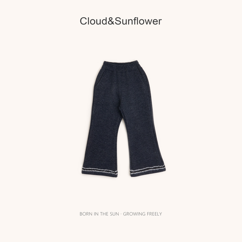 【云朵小葵】女童冬季新款年款洋气裤脚波浪条纹休闲微喇裤555528