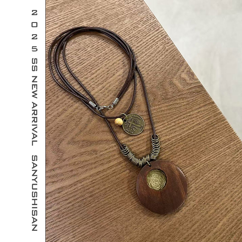 铁合金皮质项链 三与十三|灰松信|复古圆弧百搭基础小众项链