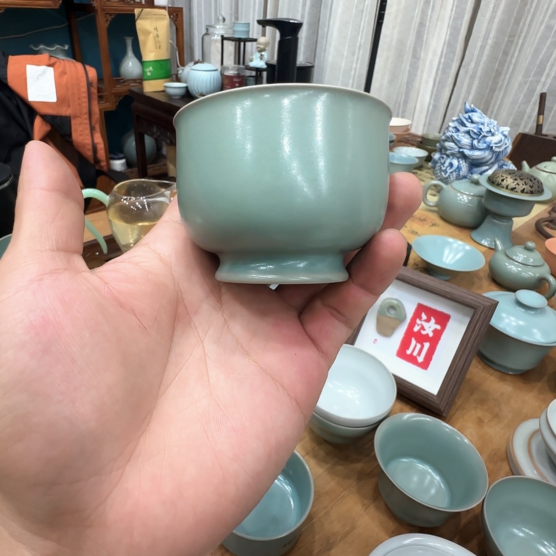 原矿烟青仿古釉主人杯