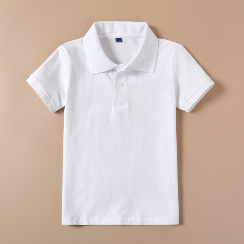 白色学院风洋气polo衫童装长袖t恤棉打底衫小学生班服校服女内搭
