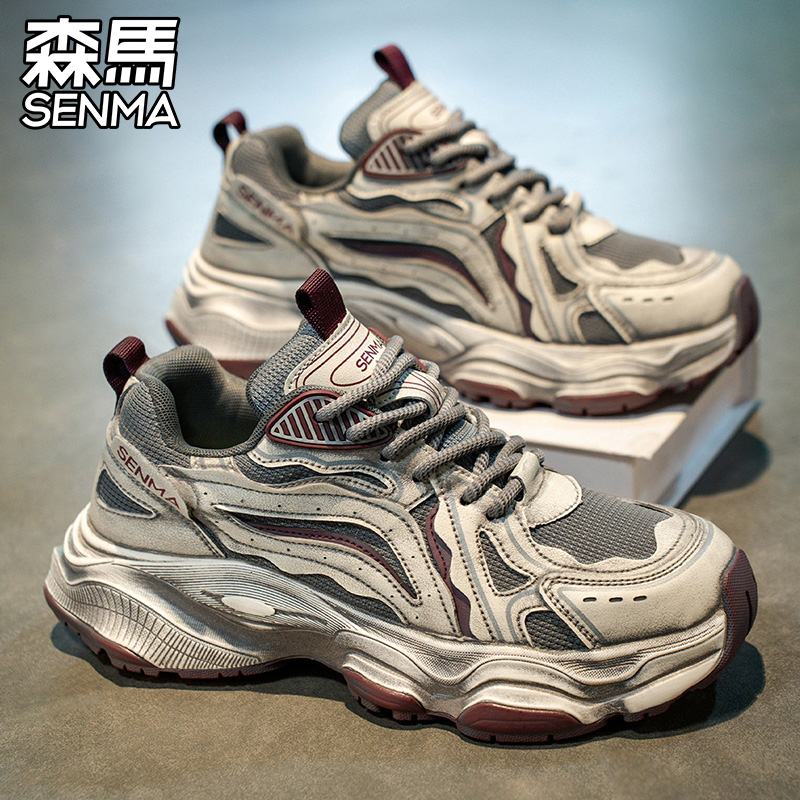 SENMA/森马夏季网面透气老爹鞋厚底休闲男士运动男鞋登山增高百搭