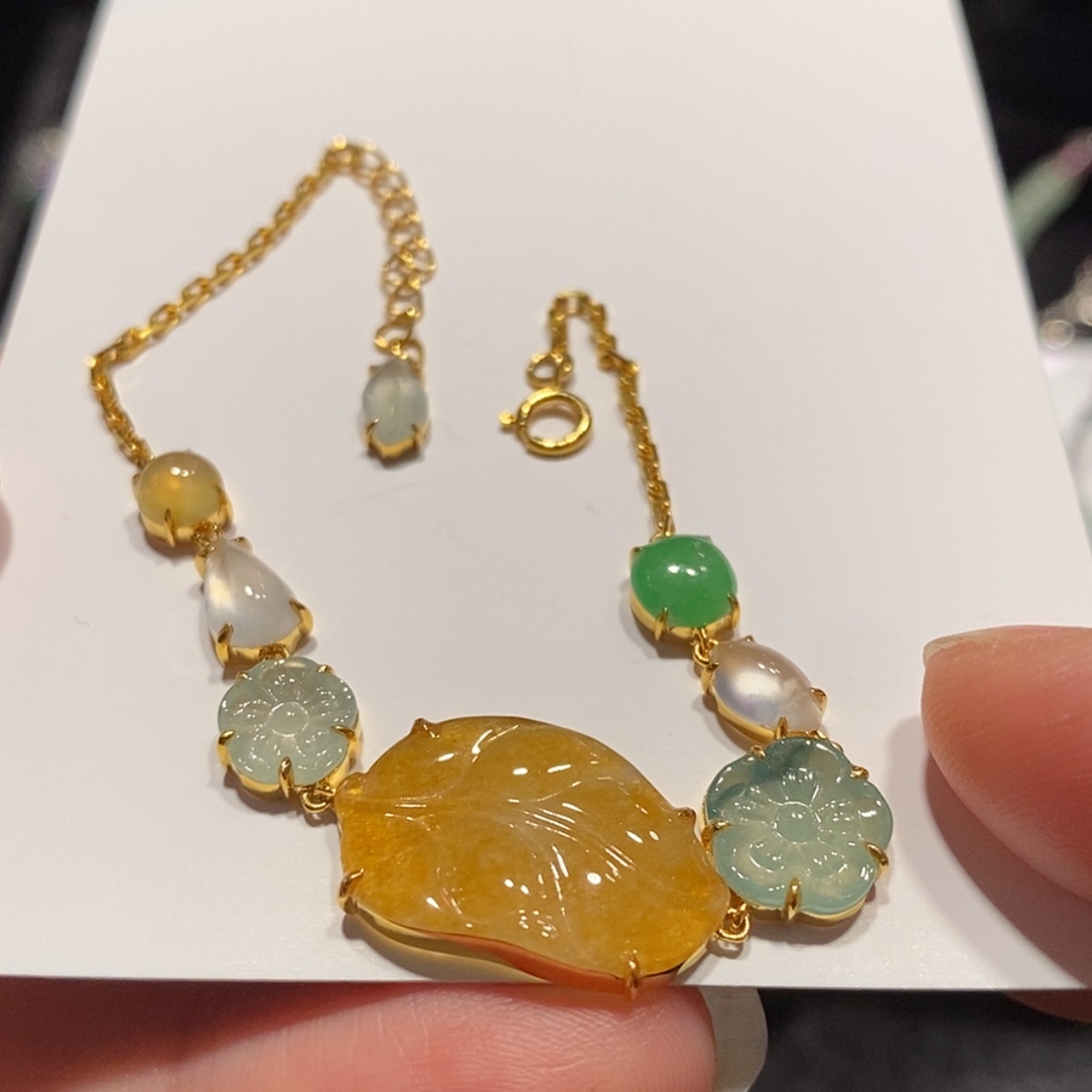 【闪购商品】翡翠颈饰18K金镶嵌手链