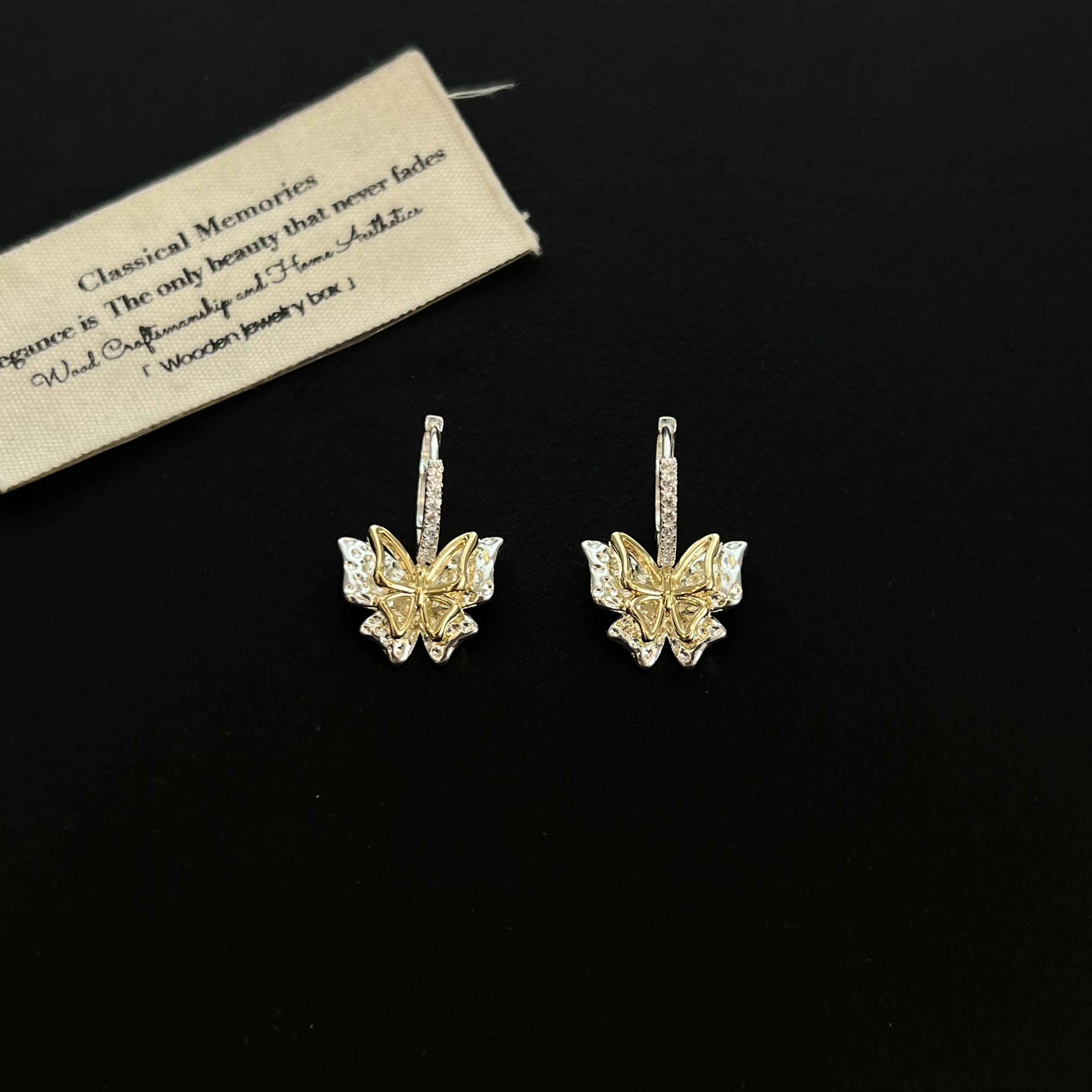 铜合金锆石耳饰 【蝶光浮金】蝴蝶耳环188