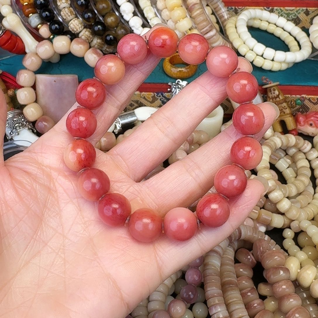 驼骨其他粉驼12尺寸圆珠手串