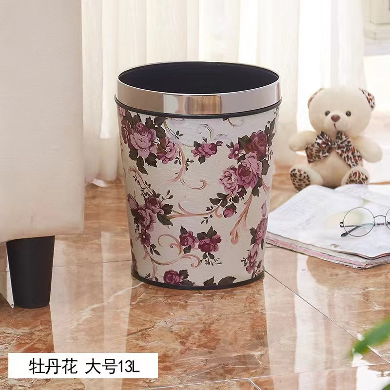 欧式简约垃圾桶家用无盖客厅卧室厨房厕所卫生间大号拉圾筒