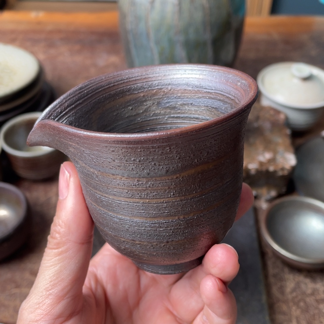 陶浪鬼柴烧鬼烧搅泥杯