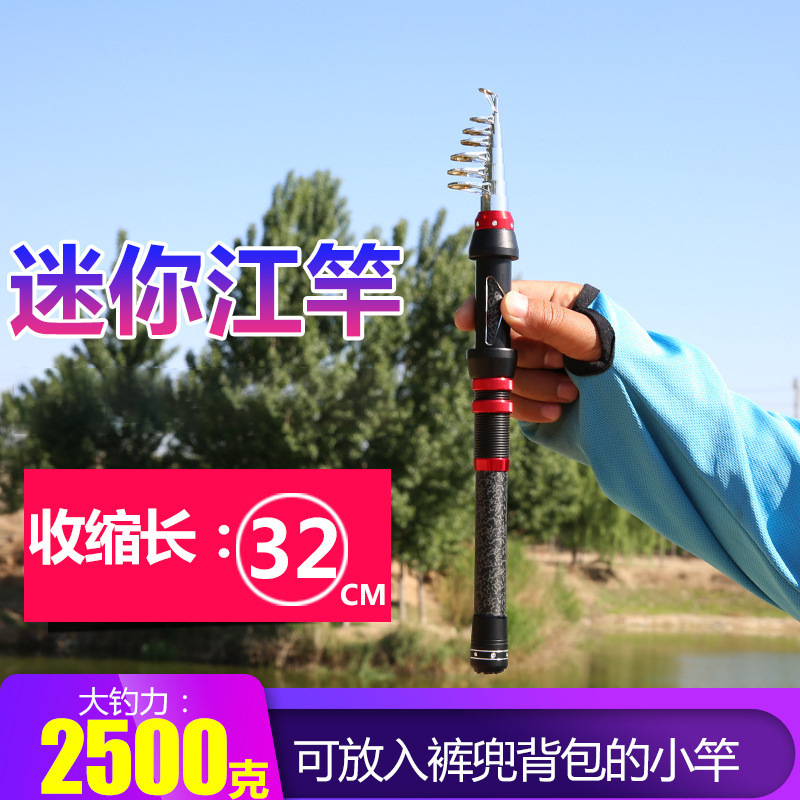大鱼鱼竿迷你式海杆袖珍钓鱼竿海竿钓抛竿升级版小海竿