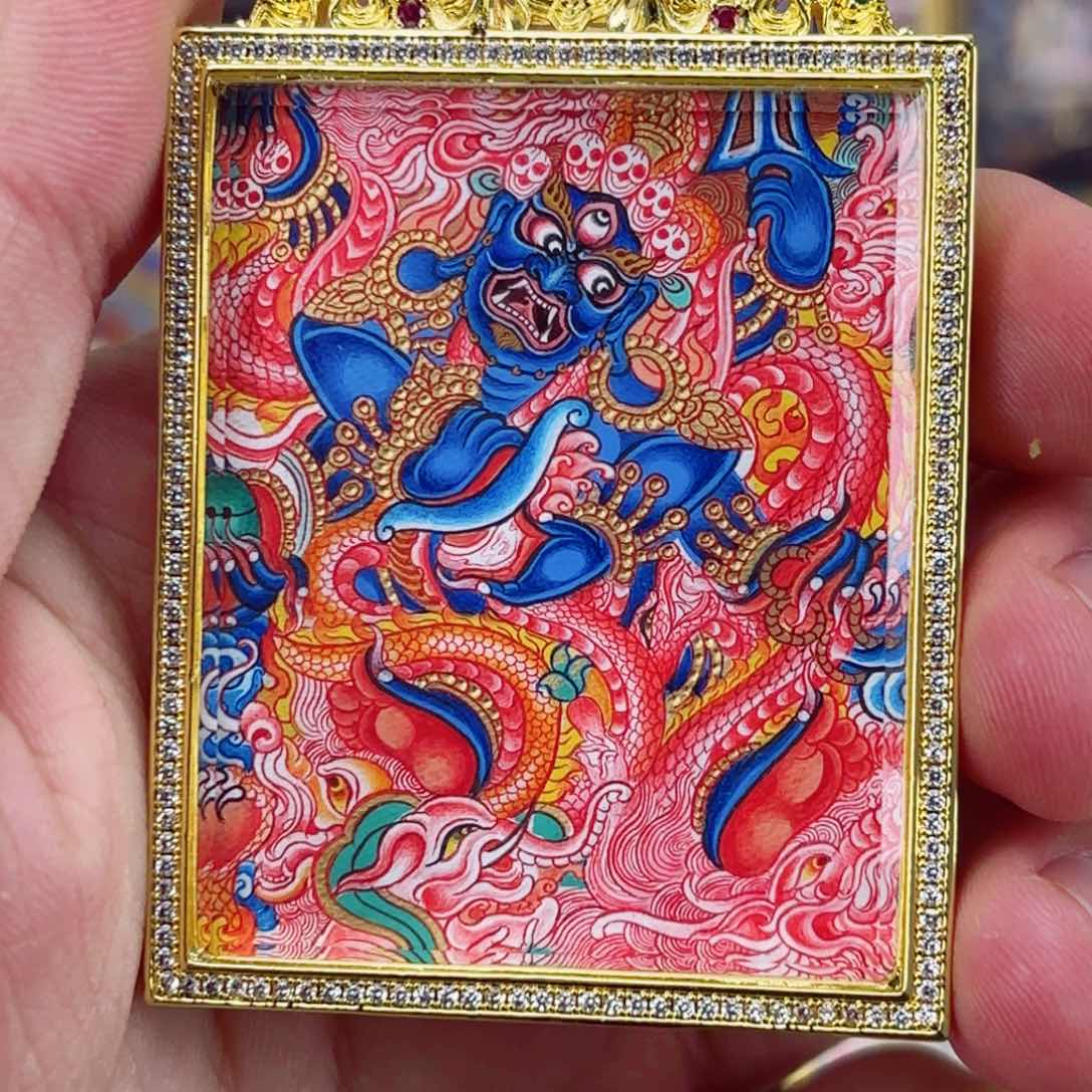 吊坠纯手绘唐卡 六臂大黑天