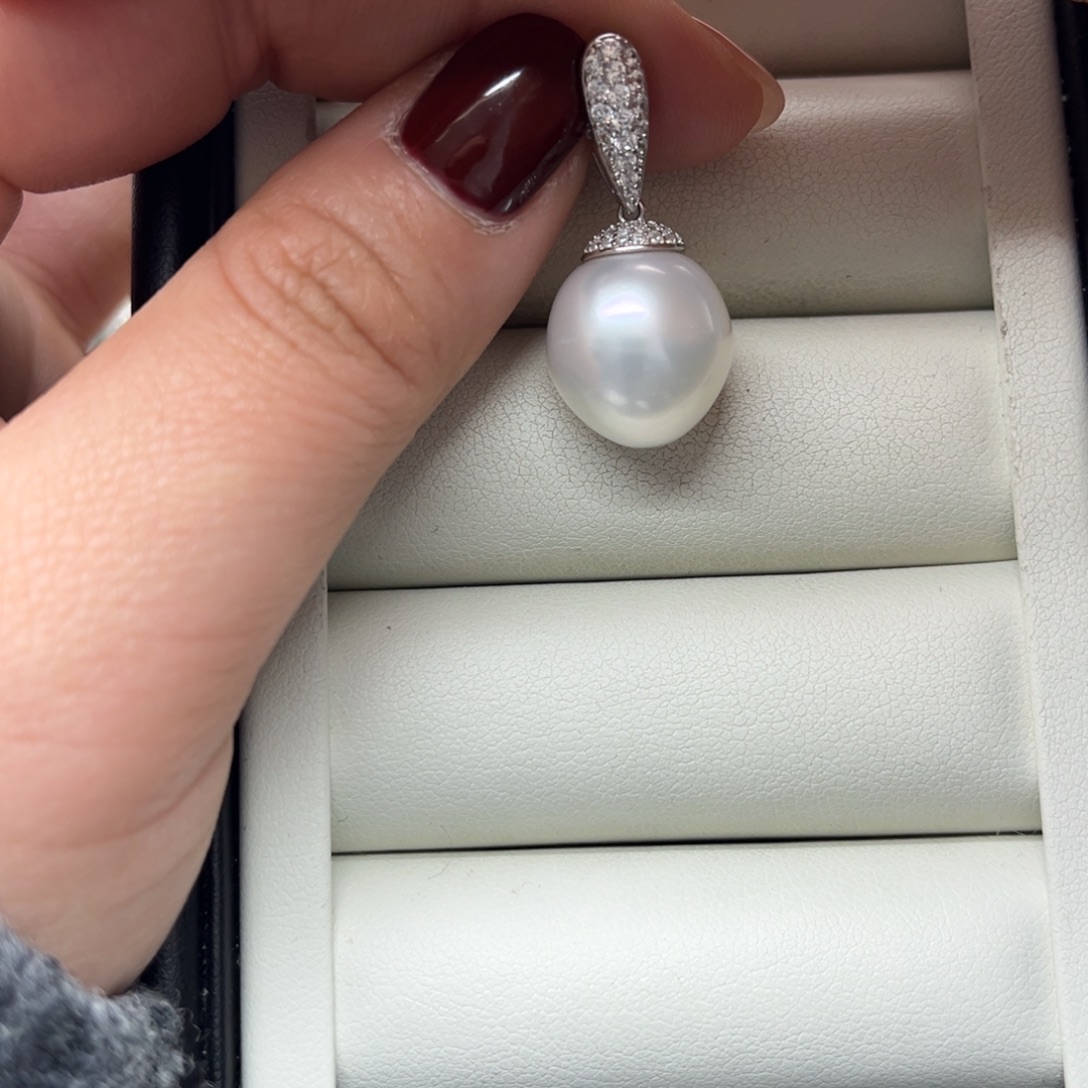 吊坠(不含链)银S925镶嵌海水珍珠