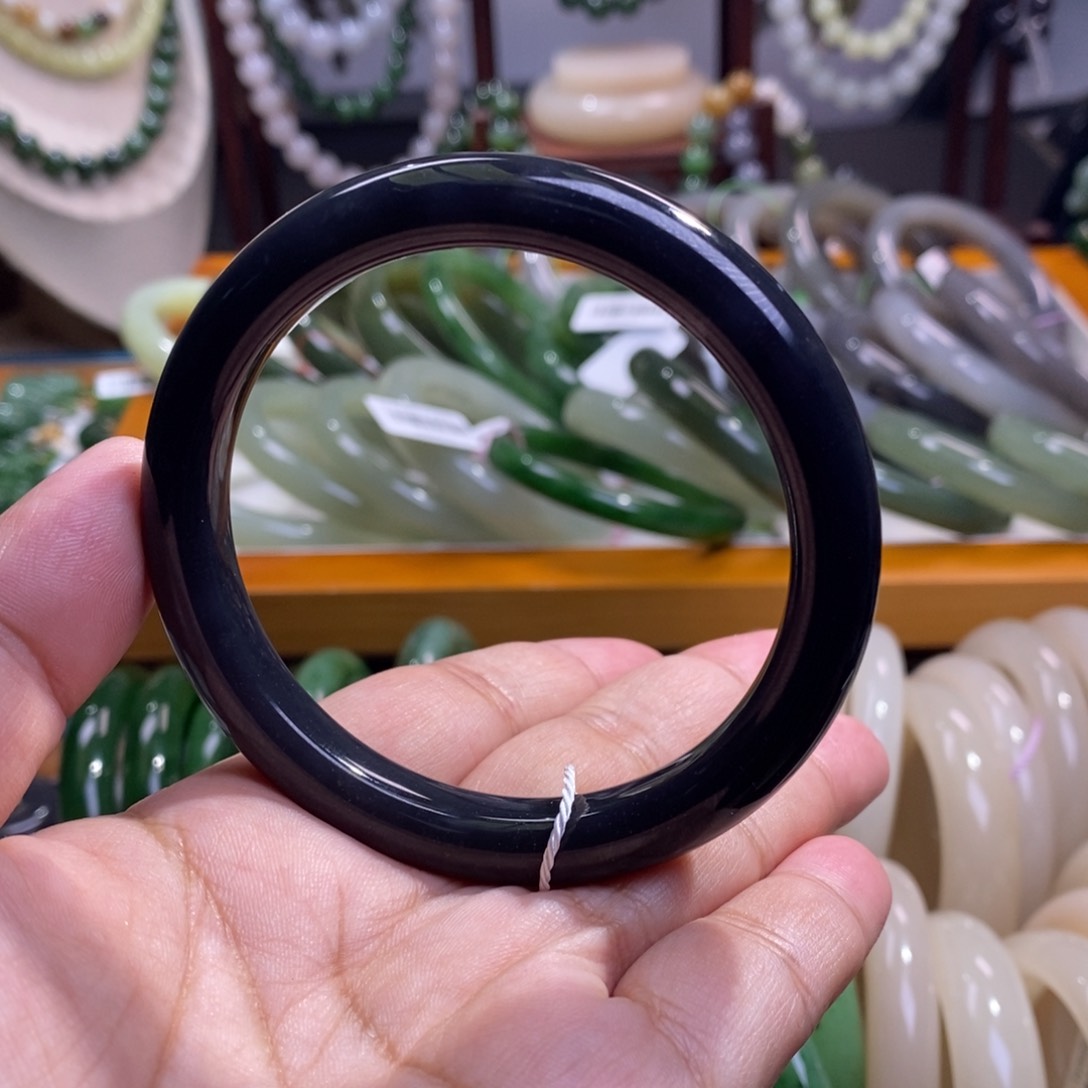 和田玉清货价烟紫帝王紫老矿料手镯60未镶嵌