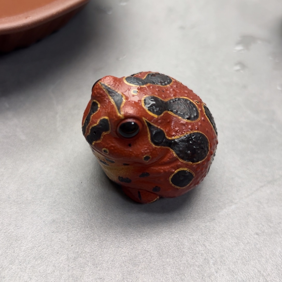 紫砂茶宠红蛙豆紫砂