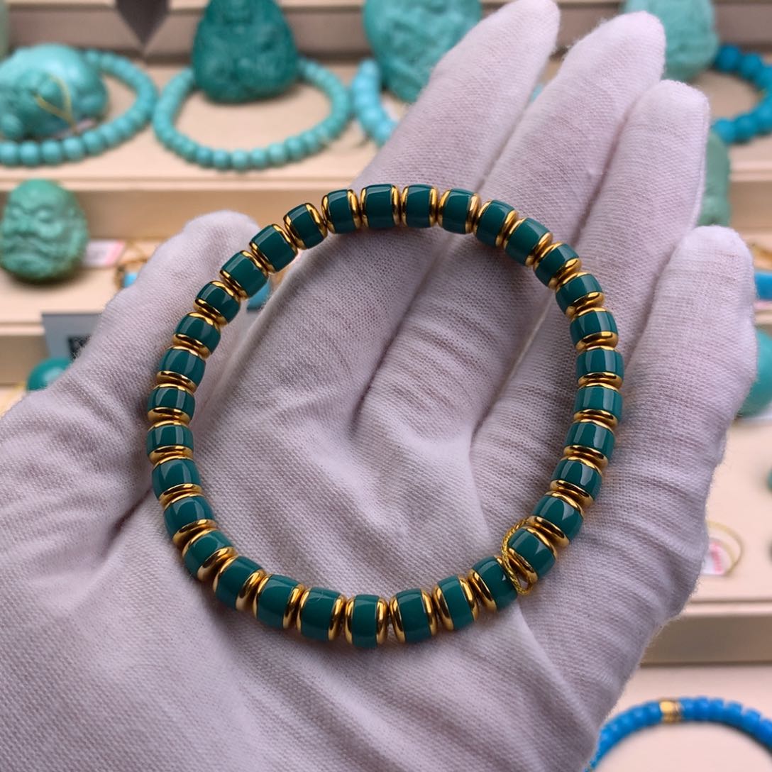 绿松石珠宝奇石18K金镶嵌