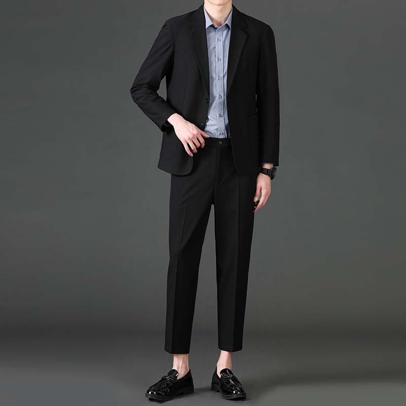 2025新款秋冬二件套男西装商务休闲婚礼英伦外套男士修身西服套装