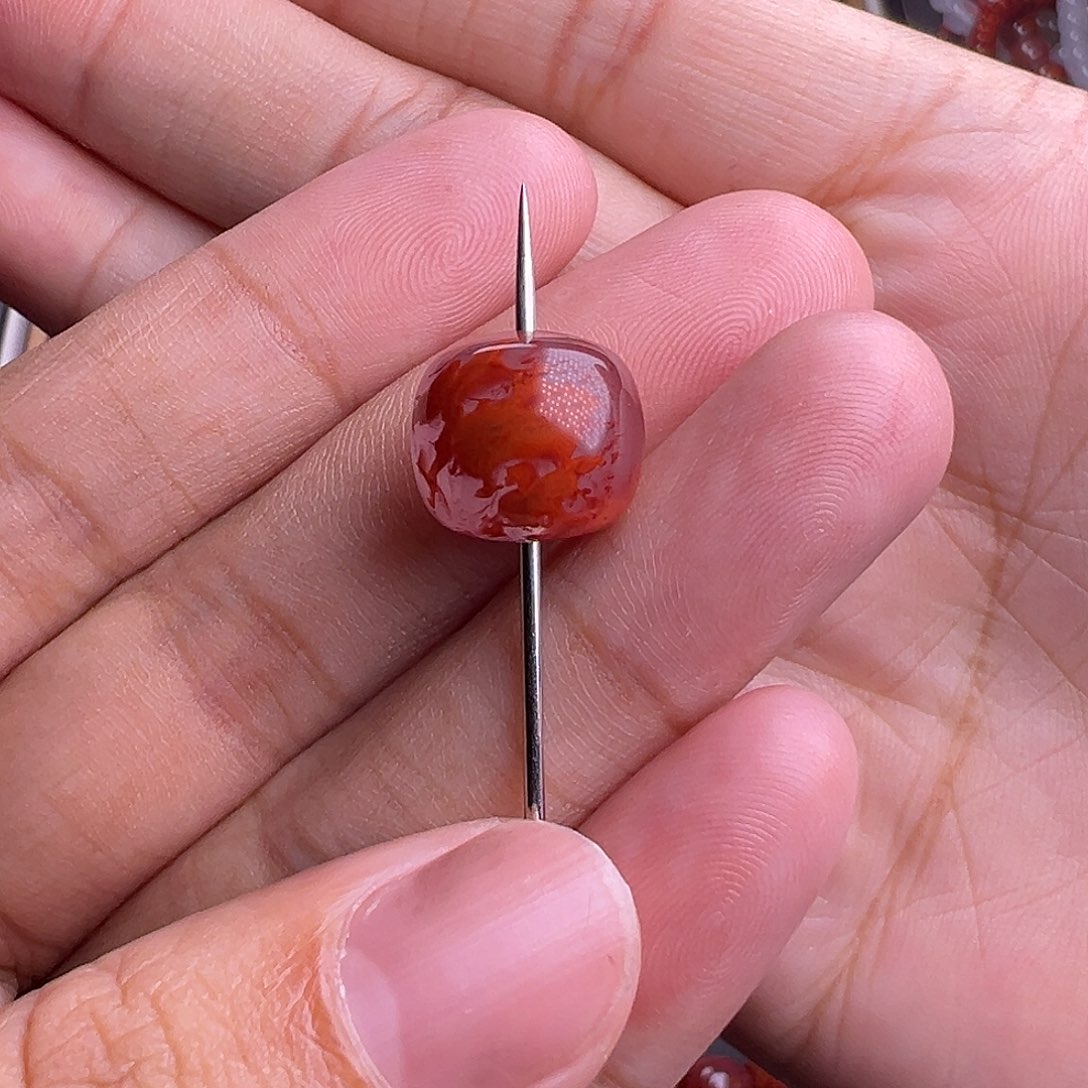 未镶嵌南红玛瑙珠宝奇石火焰纹飘花老型珠12.5mm
