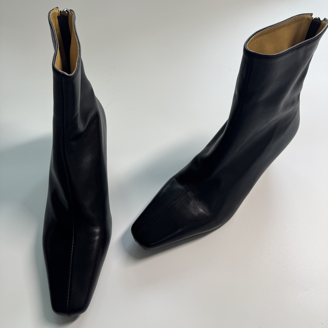 跟高5CM 尖方头细跟瘦瘦靴切尔西靴时装显瘦气质短靴女极简西装靴