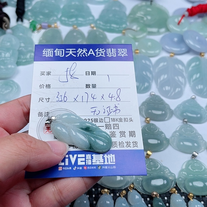 翡翠颈饰银S925镶嵌天然翡翠吊坠