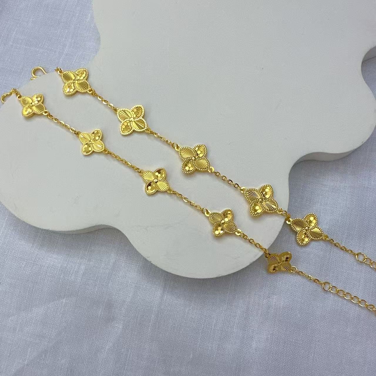 【实心龙鳞五花黄金手链】足金999 不支持7天无理由