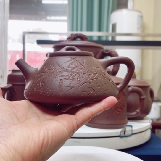 紫砂茶杯朵*紫泥石瓢壶