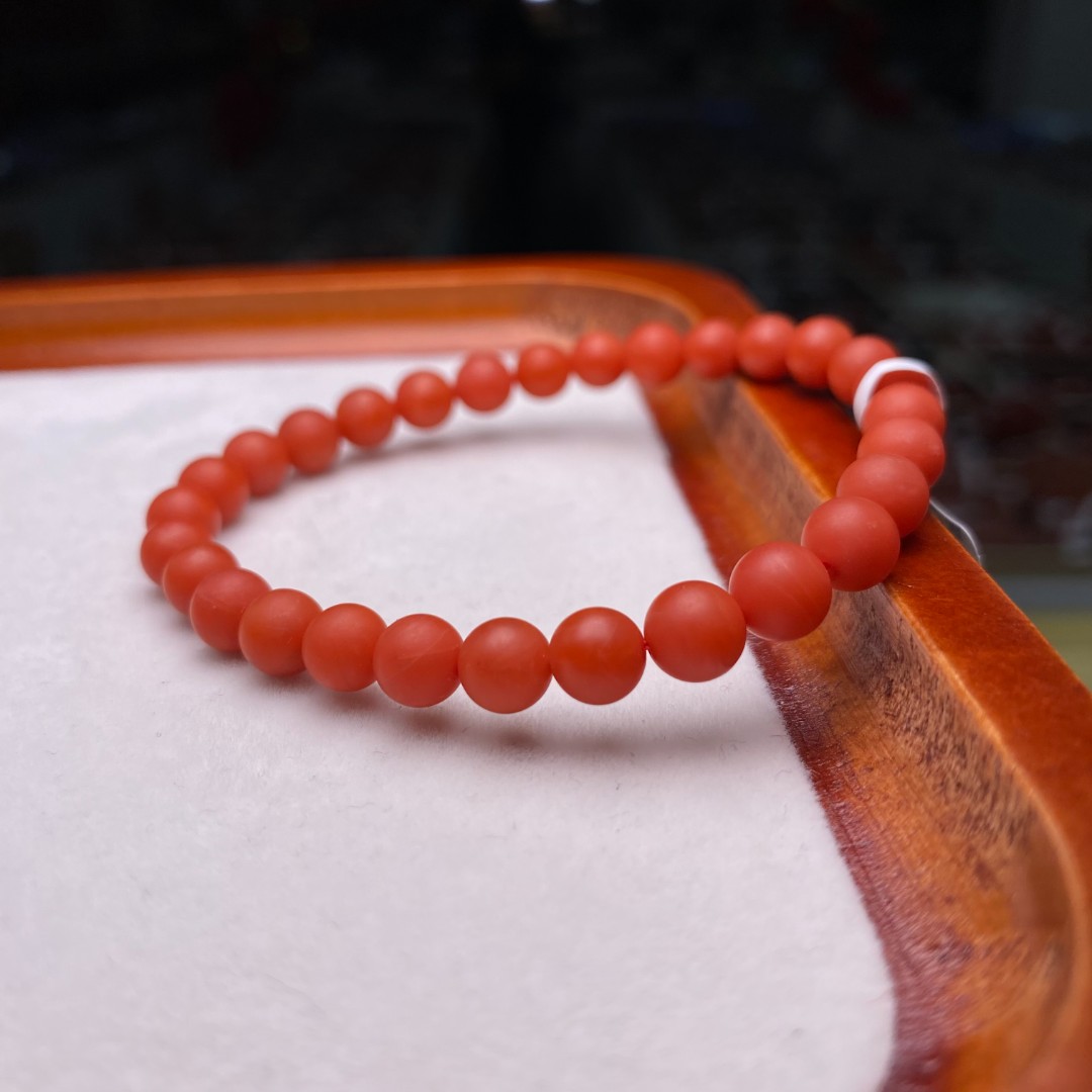 【小刘南红】保山南红精品哑光圆珠单圈  6mm 多样性发一