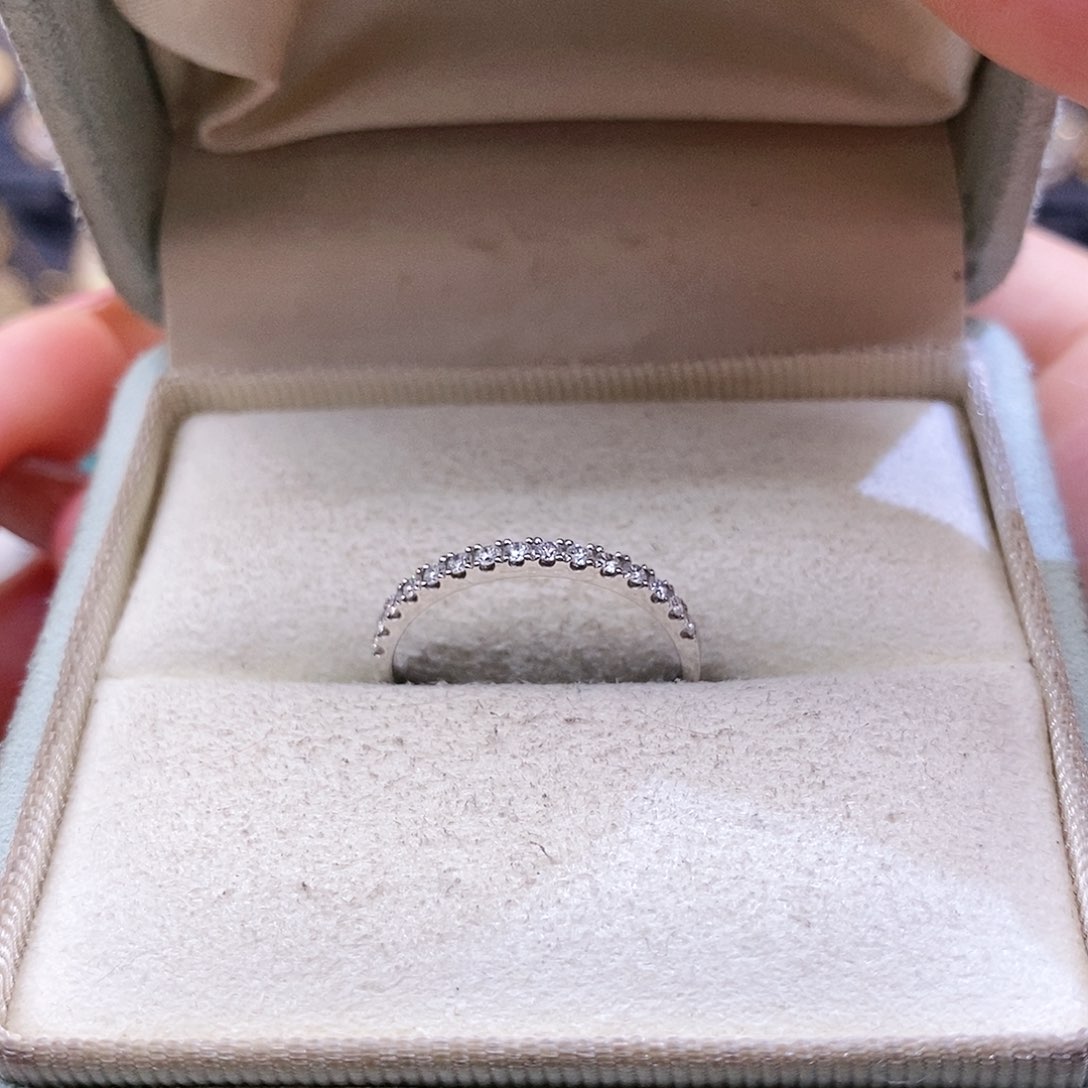 钻石戒指/指环18K金镶嵌k白30分排戒福利款（可备注圈口