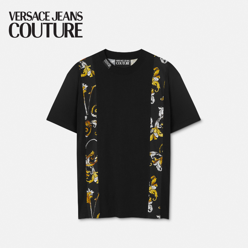 【双十一优惠】VERSACE JEANS COUTURE Outline Barocco黑色T恤短袖