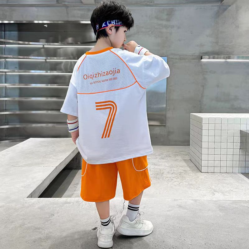 男童夏装套装2025新款中大童男孩速干套装童装男大童12-15岁新款