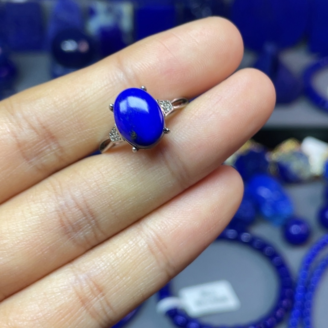 青金石银S925镶嵌戒指（可调节）