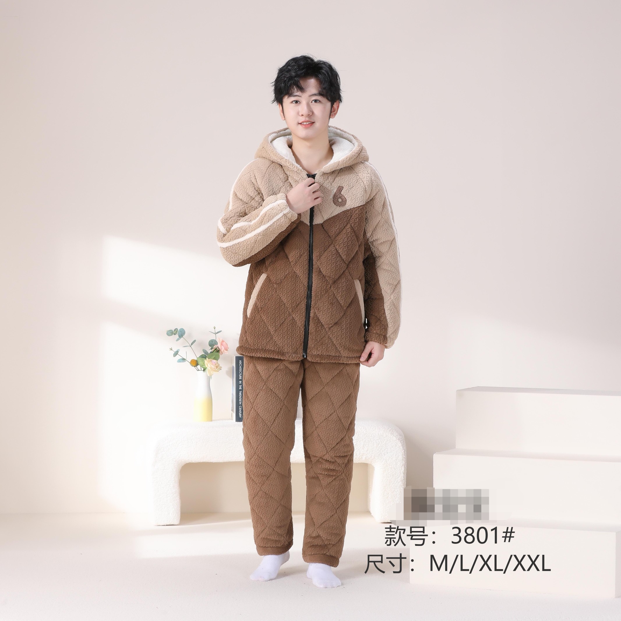 冬季男女孩加厚夹棉大童卡通家居服10周岁左右儿童