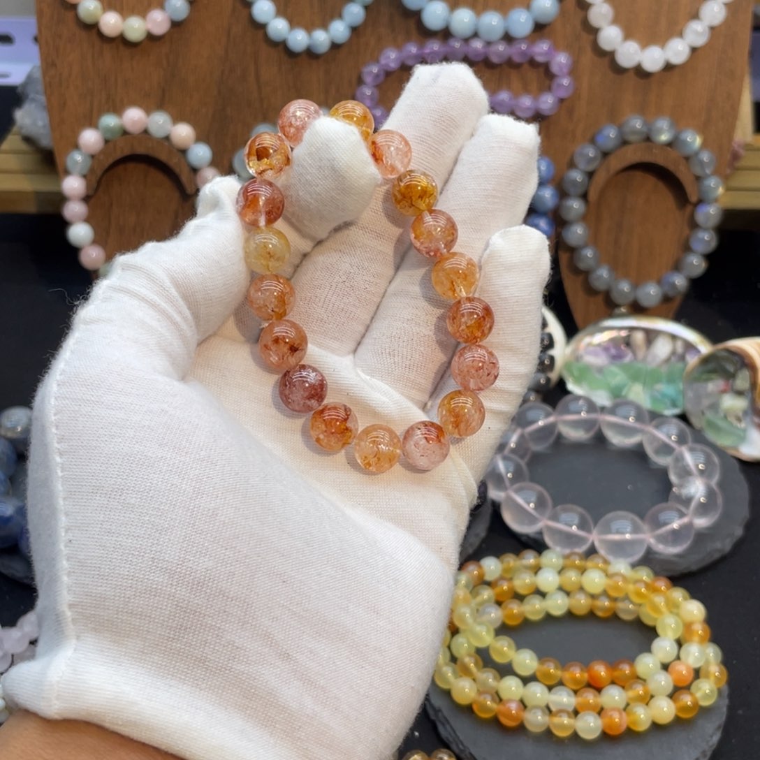 .***水晶手链未镶嵌纯天然胶花闪灵