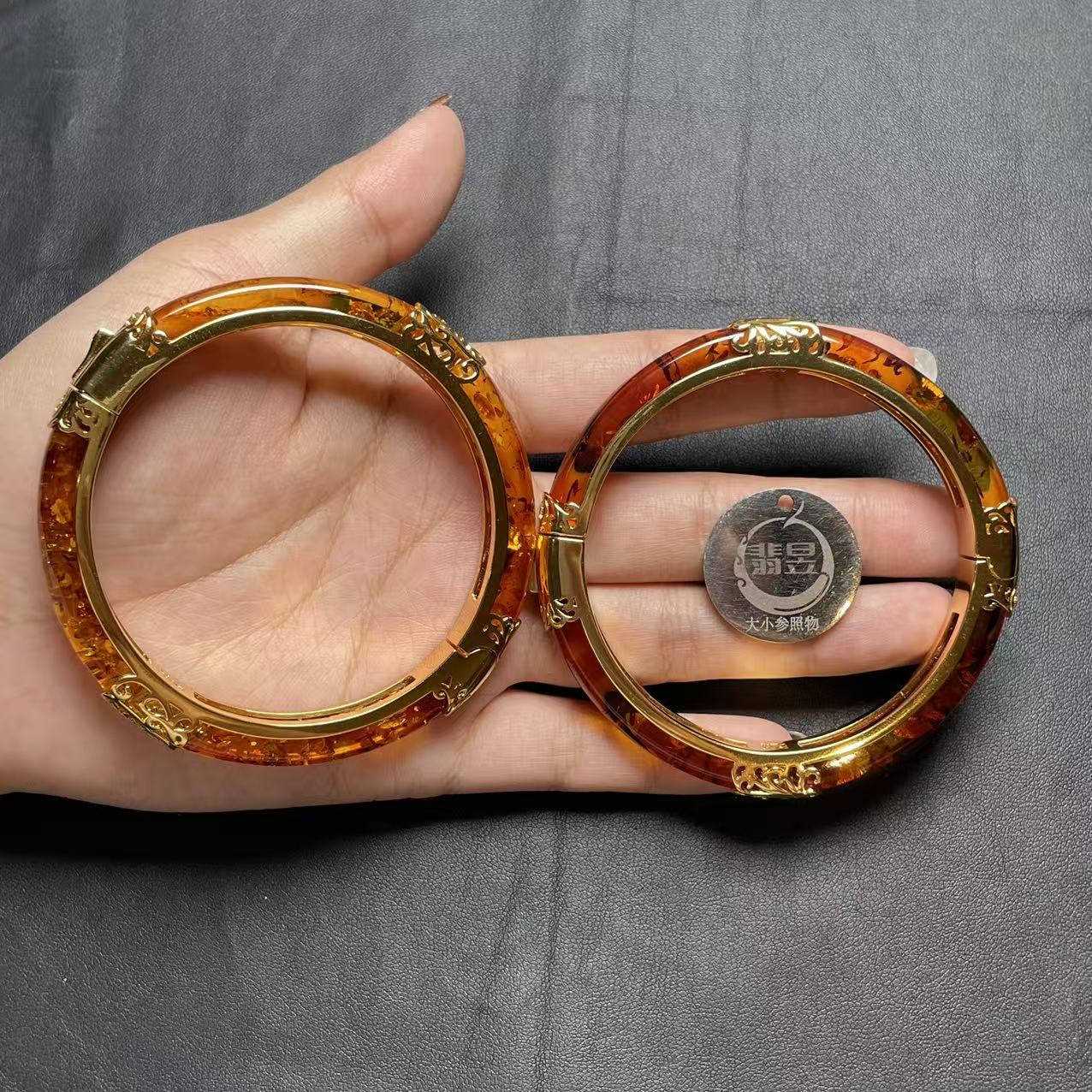 翡昱-SH29-61499-琥珀手镯s925银镶活口-多样性发其一