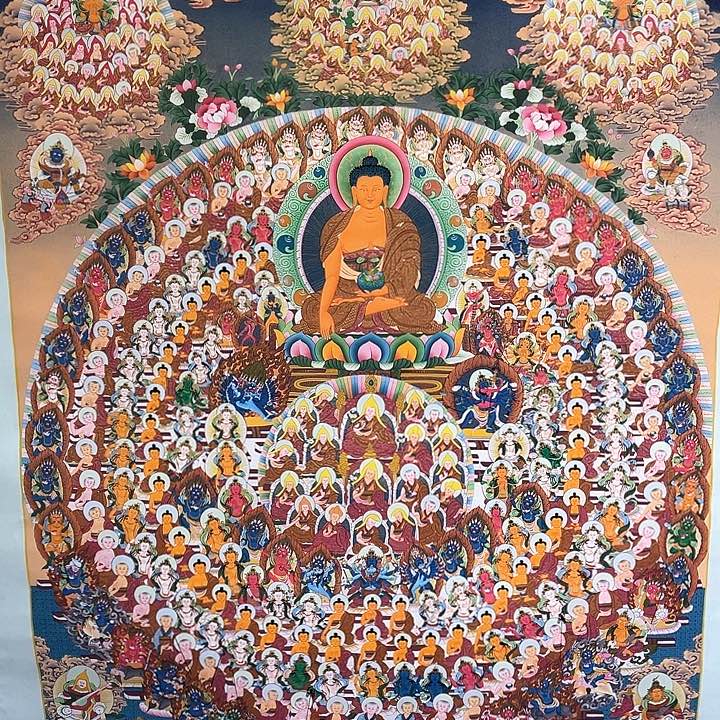 装裱画80×100纯手绘彩绘释迦大圆满