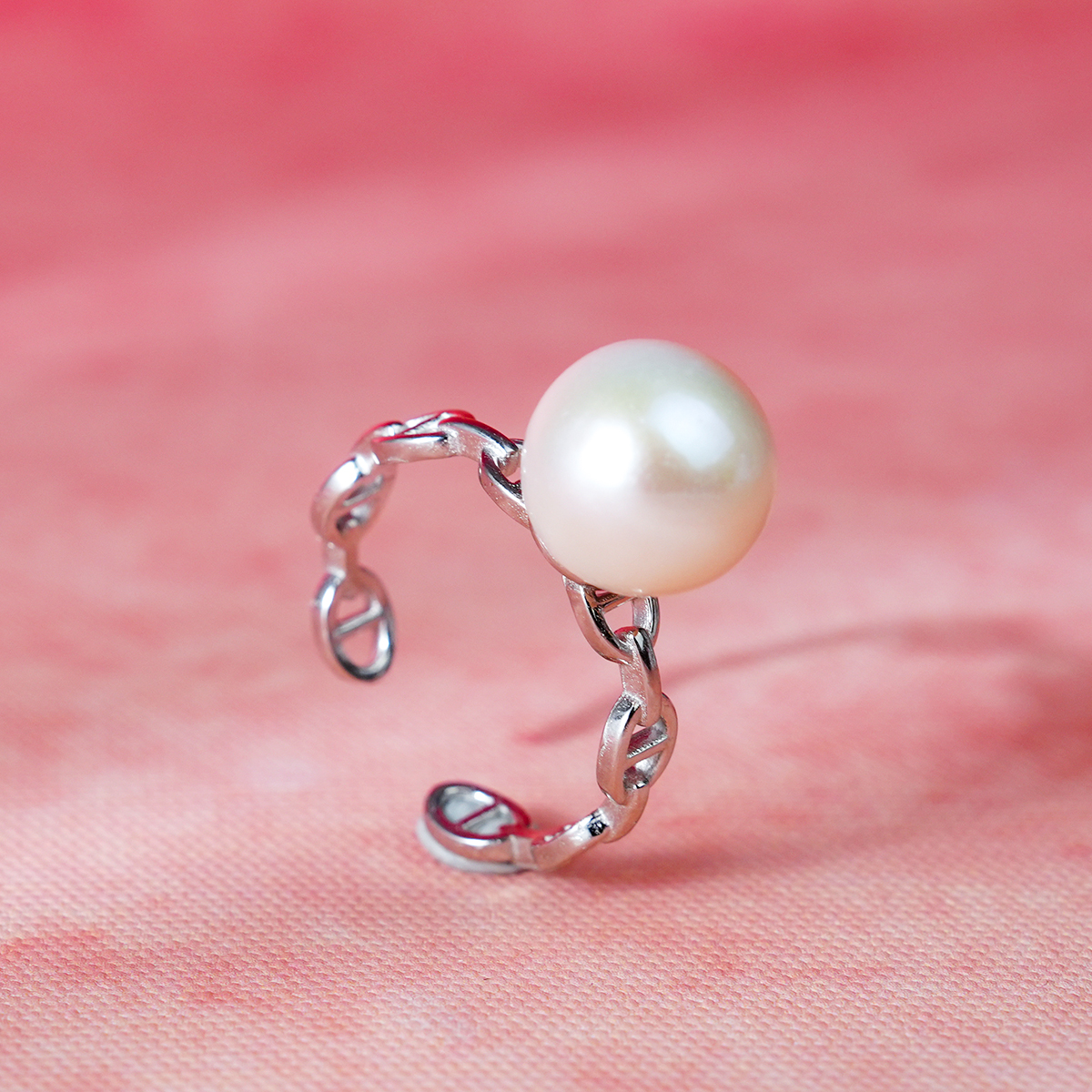 MY014 冰枫 9-10mm S925银 天然淡水珍珠戒指