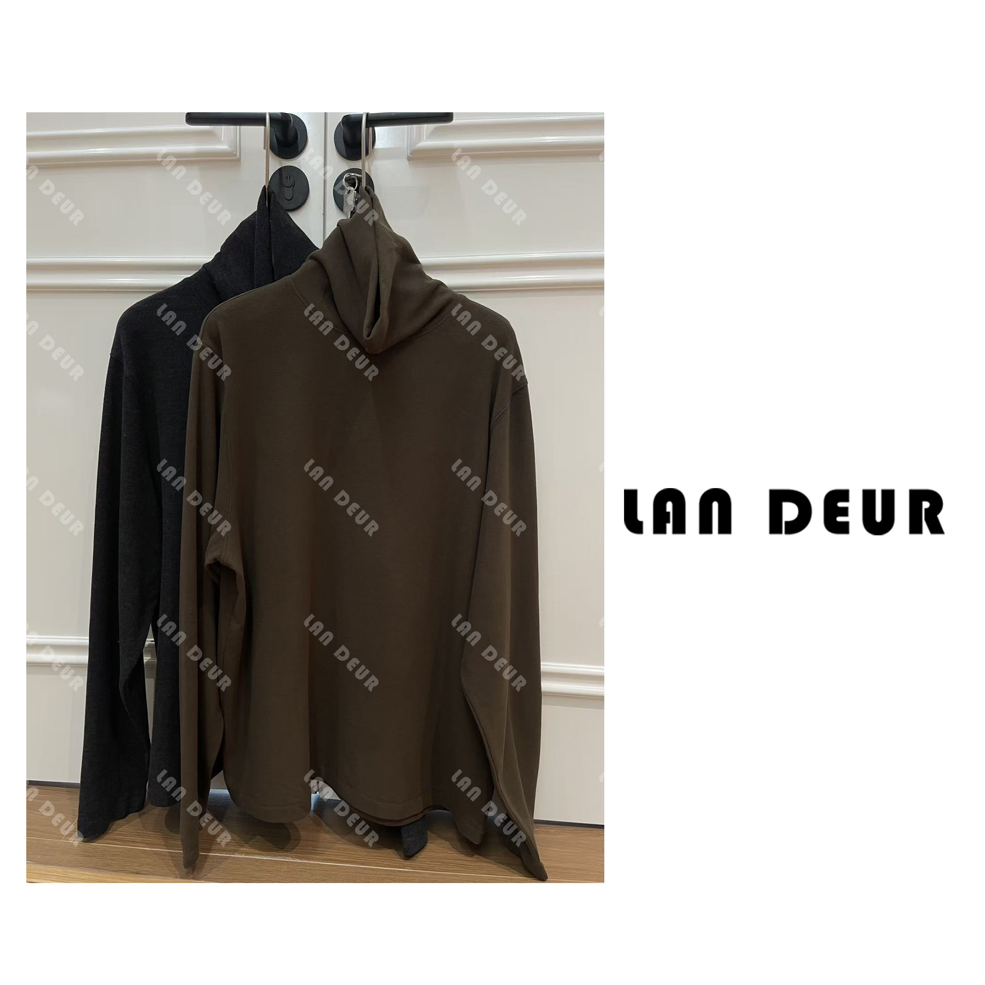 JIUJIU【左岸闲情】高领宽松两色百搭简约舒适套头厚T恤